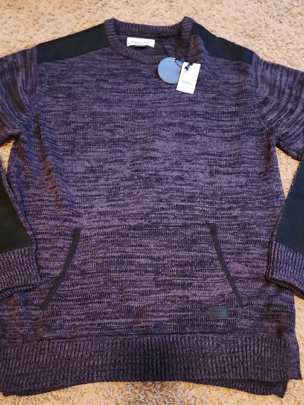 NWT Parish Men’s Charcoal  Knit Pullover Sweater Size XL